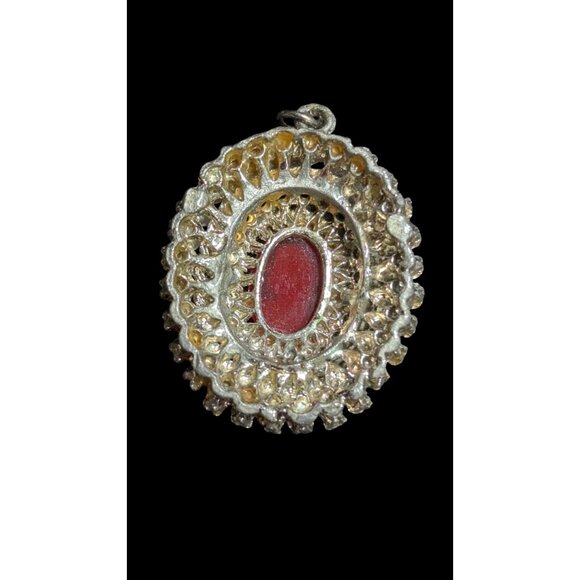 Vintage Cameo Pendant Necklace Beaded Rhinestones Intricate Victorian  Estate - Picture 8 of 12